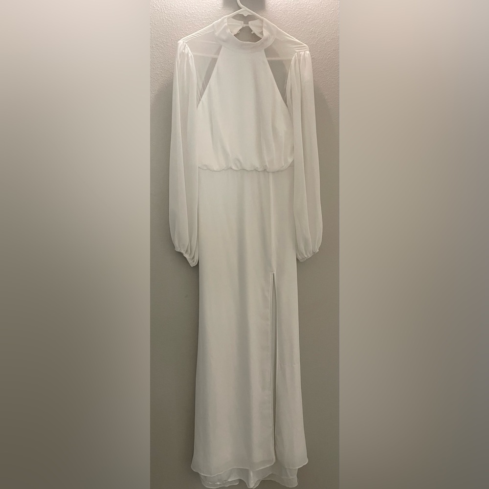 Long sleeve open back white maxi dress- Lulus